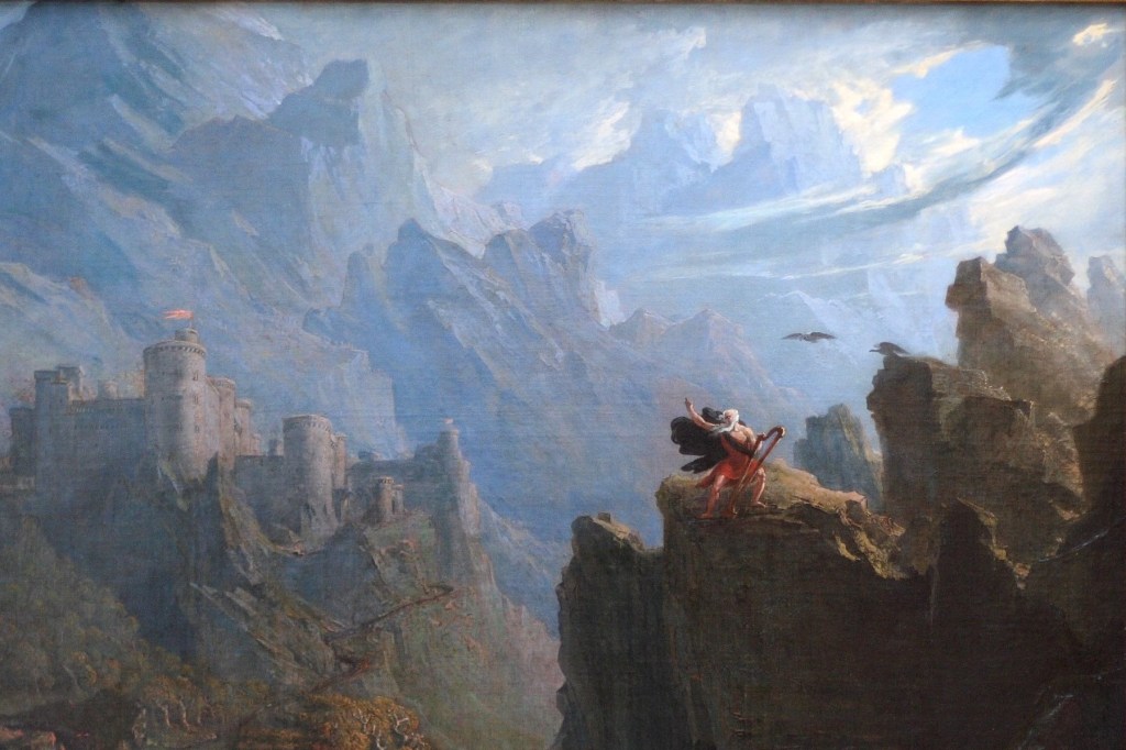 Cropped selection from the painting "The Bard," c. 1817, by John Martin